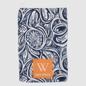 Bold Navy Rust Abstract Classy Botanical Monogram Golfhanddoek (Voorkant)