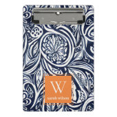 Bold Navy Rust Abstract Classy Botanical Monogram Mini Klembord (Voorkant)
