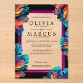 Bold Neon Foliage Acrylic Invitation (Recto)