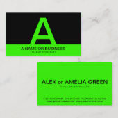 Bold neongroen monogram visitekaartje (Voorkant / Achterkant)