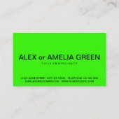 Bold neongroen monogram visitekaartje (Achterkant)