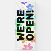 Bold NOUS SOMMES OUVERTS avec la bannière Rainbow (Vertical)