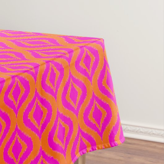 Bold Orange Hot Pink Summer Ikat Ogee Art Pattern Tafelkleed (Voorbeeld)