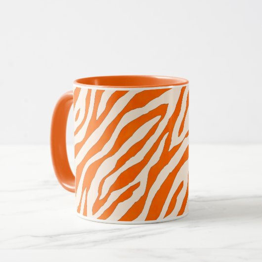 Bold Orange Tiger Stripe Pattern Mok (Voorkant links)