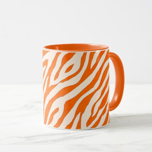 Bold Orange Tiger Stripe Pattern Mok (Voorkant rechts)