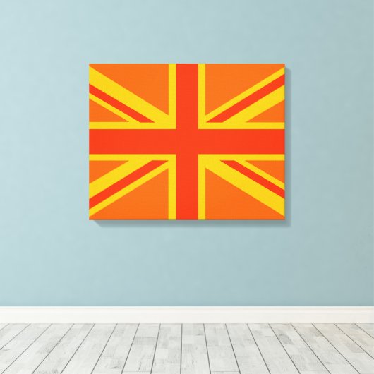 Bold Oranje Union Jack British Flag Swag Canvas Afdruk (Insitu (Houten vloer))