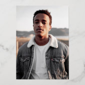 Bold Paars en Gold Photo Graduparty Folie Uitnodiging (Achterkant)