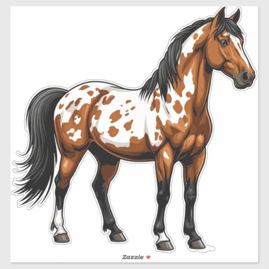 Bold Paint Horse Standing In Grassy Field Sticker (Vel)