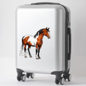 Bold Paint Horse Standing In Grassy Field Sticker (Koffer)