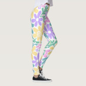 Bold Pastel Retro Floral Leggings (Droite)