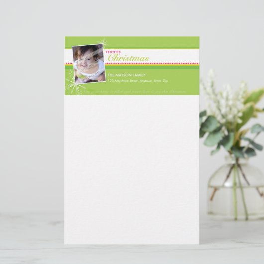 BOLD PHOTO CHRISTMAS NOTEPAPER: brightlyflaked 2 Briefpapier (Staand voorkant)