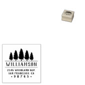 Bold Pine Tree Typografie Familie Retouradres Rubberstempel (Gestempeld)