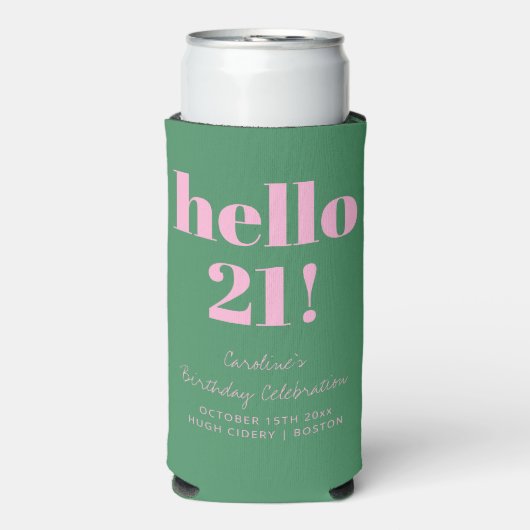 Bold Pink and Green Modern 21st Birthday Custom (Seltzer Voorkant)