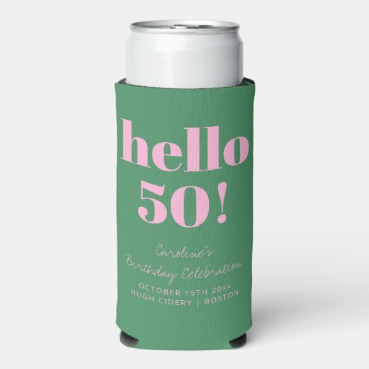 Bold Pink and Green Modern 50th Birthday Custom (Seltzer Voorkant)