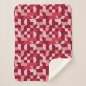 Bold Pink and Red Retro Geometric Pattern Sherpa Deken (Voorkant)