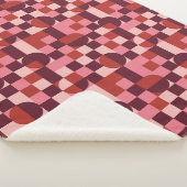 Bold Pink and Red Retro Geometric Pattern Sherpa Deken (3/4)