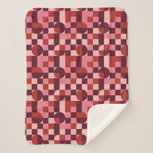 Bold Pink and Red Retro Geometric Pattern Sherpa Deken (Voorkant)