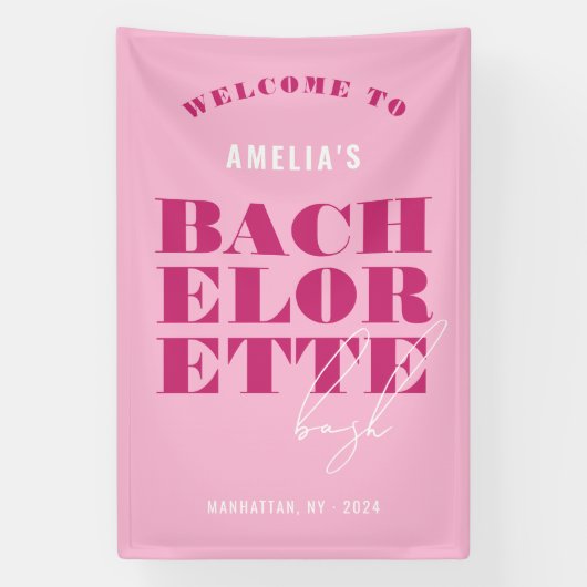 Bold Pink Bachelorette Bash Spandoek (Verticaal)