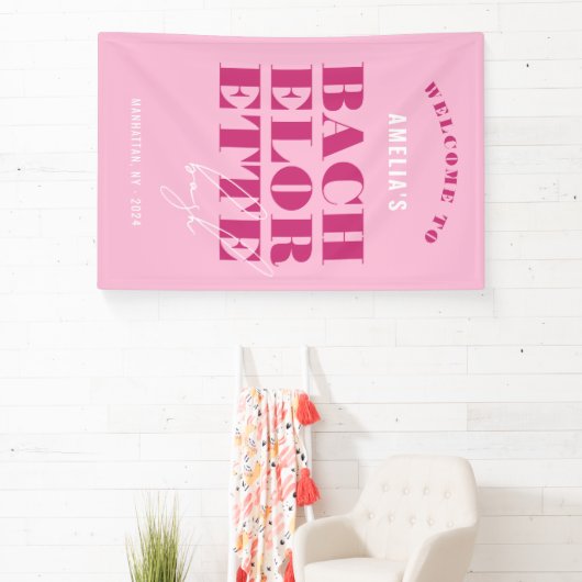 Bold Pink Bachelorette Bash Spandoek (Insitu)