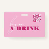 Bold Pink Bachelorette koopt de bride een Drink ba Badge (Achterkant)