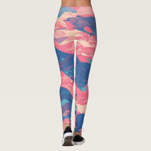 🎨 Bold Pink & Blue Abstract Pattern - Dynamic & F Leggings (Achterkant)