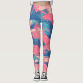 🎨 Bold Pink & Blue Abstract Pattern - Dynamic & F Leggings (Voorkant)