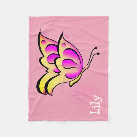  Bold pink butterfly - personalized  Fleece Deken (Voorkant)