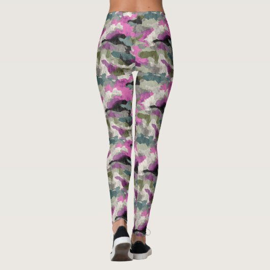 Bold Pink Camo Patterned Leggings (Achterkant)