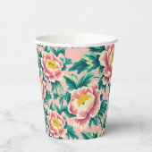 Bold Pink Chinoiserie Floral Papieren Bekers (Links)