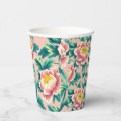 Bold Pink Chinoiserie Floral Papieren Bekers (Rechts)