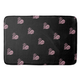 Bold Pink en Black Filigree Heart Bath Mat