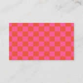 Bold Pink en Oranje checkboard bruiloft Website Informatiekaartje (Achterkant)