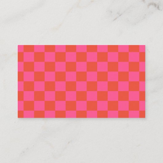 Bold Pink en Oranje checkboard bruiloft Website Informatiekaartje (Achterkant)