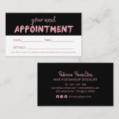 Bold Pink Hand Lettered Appointment Card Visitekaartje (Voorkant / Achterkant)