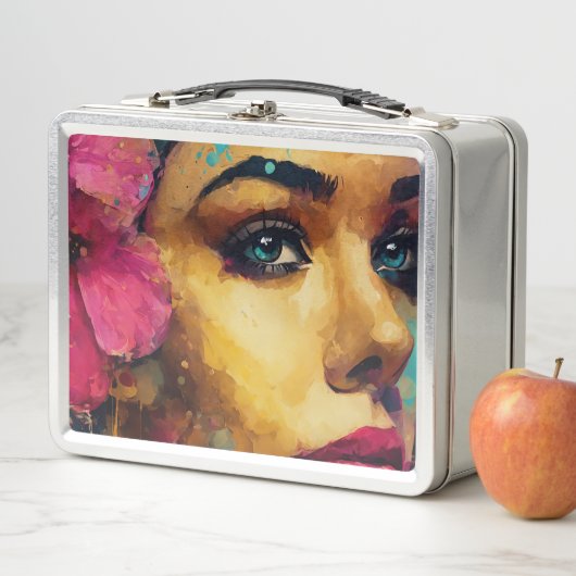 Bold Pink Hibiscus en vrouw Abstract Portret (In situ)