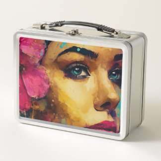 Bold Pink Hibiscus en vrouw Abstract Portret