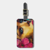 Bold Pink Hibiscus en vrouw Abstract Portret Bagagelabel (Voorkant verticaal)