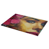 Bold Pink Hibiscus en vrouw Abstract Portret Snijplank (Hoek)