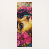 Bold Pink Hibiscus en vrouw Abstract Portret Yogamat (Achterkant)