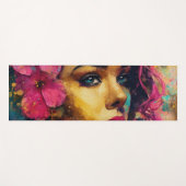 Bold Pink Hibiscus en vrouw Abstract Portret Yogamat (Voorkant (horizontaal))