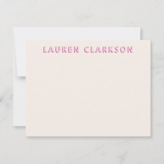Bold Pink Name Note Card Save The Date (Voorkant)