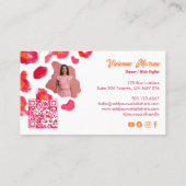 Bold Pink Orange Cheetah Leopard Print QR Code Visitekaartje (Achterkant)