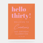 Bold Pink Orange Modern Birthday Welcome Sign (Recto)