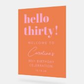 Bold Pink Orange Modern Birthday Welcome Sign (Angle)
