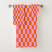 Bold Pink Orange Modern Geometric Check Pattern (En situation)