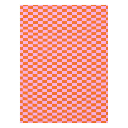 Bold Pink Orange Modern Geometric Check Pattern Tafelkleed (Voorkant)