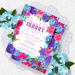 Bold Pink Paarse Blue Waterverf Brunch Bubble Kaart