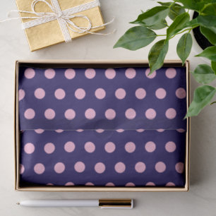Bold Pink Polka Dots op Navy Blue Tissuepapier