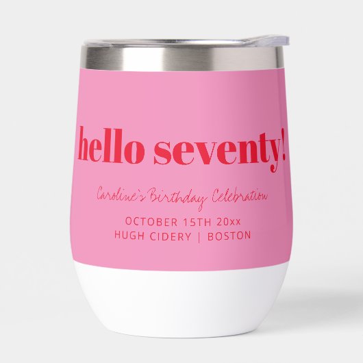 Bold Pink Red Modern 70th Birthday Custom  (Gauche)