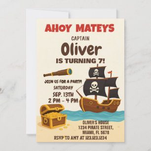 Bold Pirate Adventure Verjaardag Uitnodiging